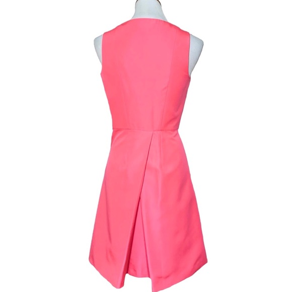 SOLD-Ted Baker Coral Pink Pleated Fit Flare Dress - Picture 3 of 12